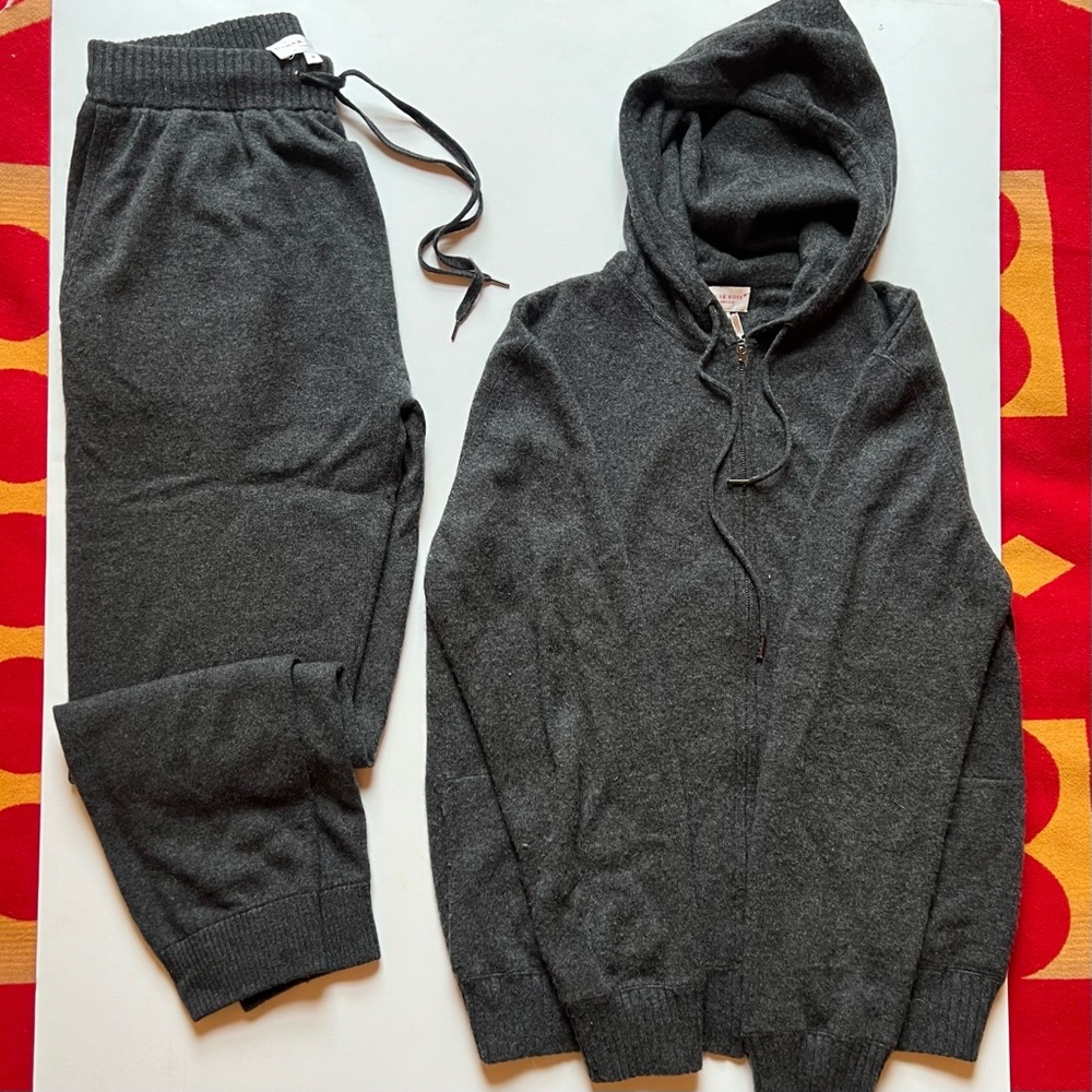 DEREK ROSE Grey Cashmere Hoodie and Pant - Size Medium